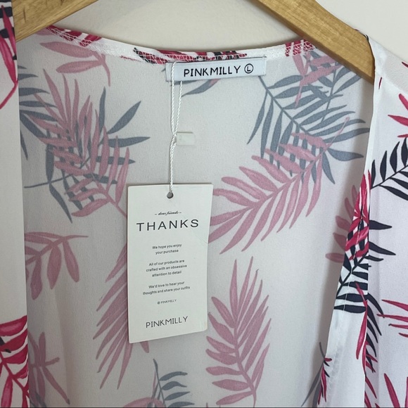 NWT Pink Milly pink palm kimono size large - Picture 6 of 6